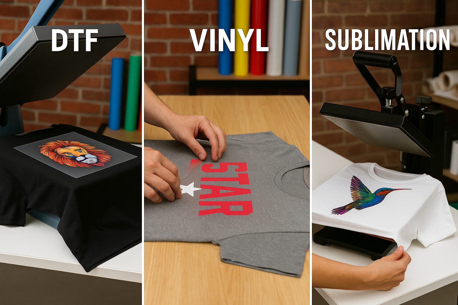 DTF vs Vinyl vs Sublimation – Shkon Li 7ssen?